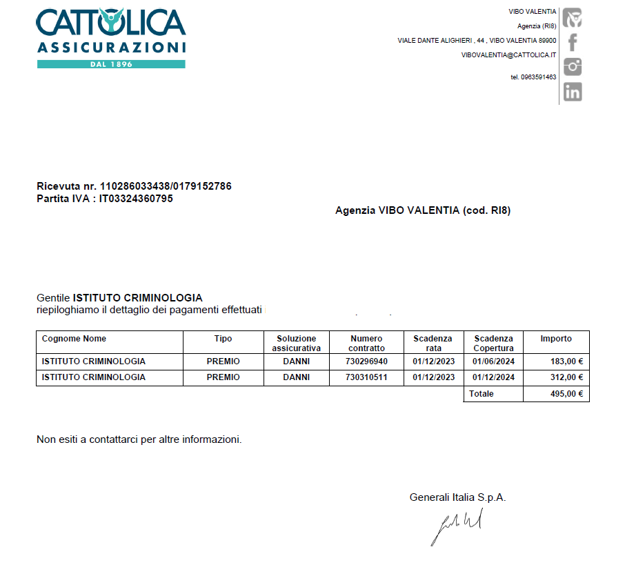 Polizza Assicurativa 1 - Responsabilità Civile
